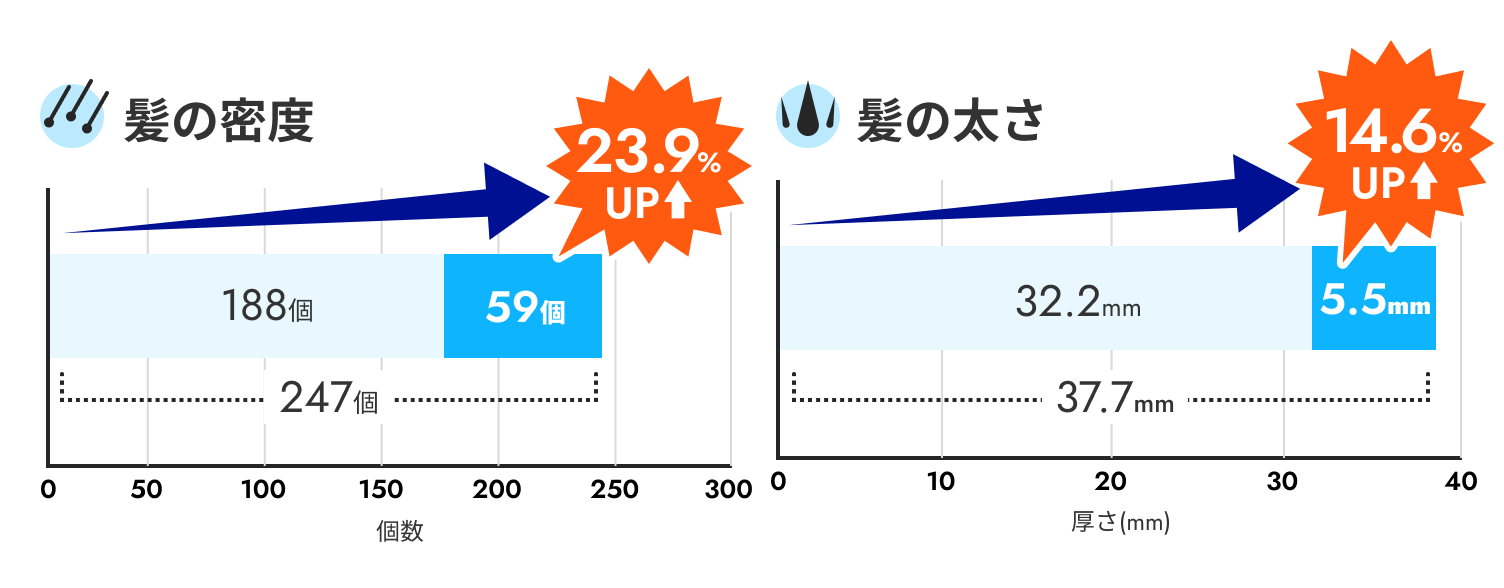 髪の密度・髪の太さUP